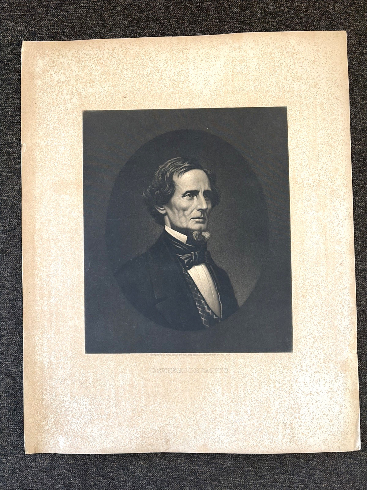 Large Antique Jefferson Davis Photograph Print 15x19\
