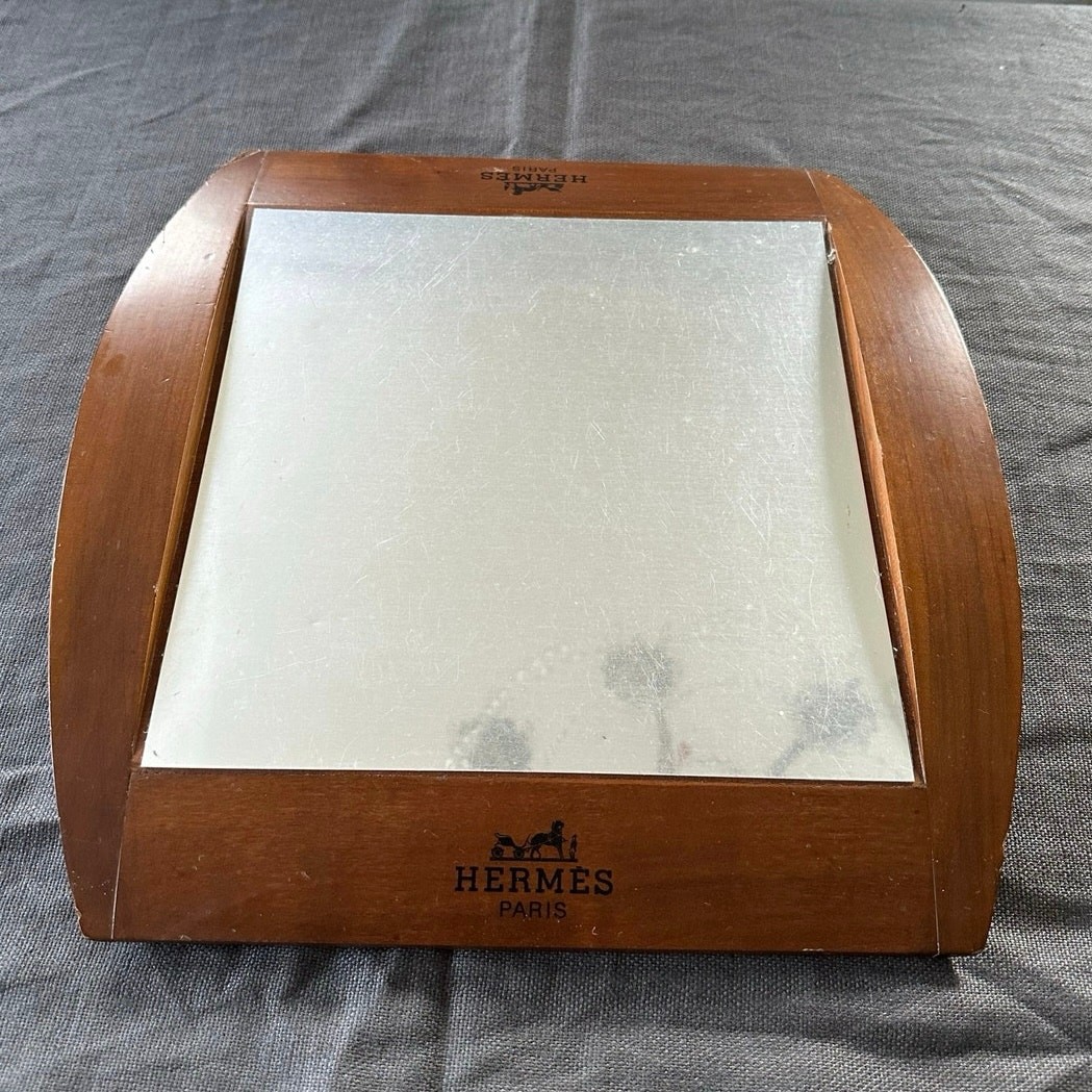 Hermes Wood Store Display for perfume made in France 14x12 tabletop stand Tray