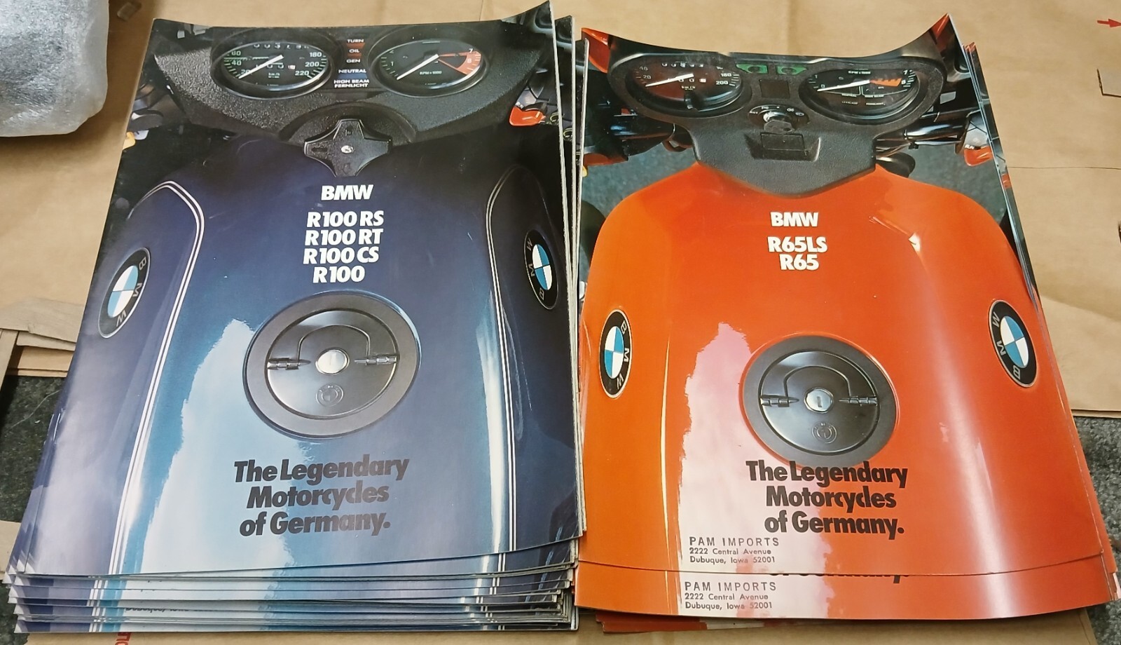 BMW R65LS R65 R100 Motorcycle Brochure VINTAGE DEALER ISSUE 1982 NOS LOT of TWO
