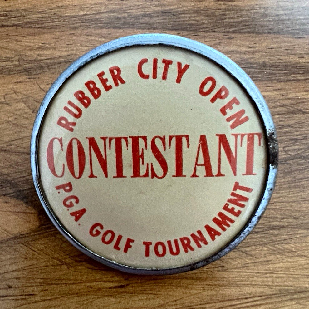 1950s Rubber City Open PGA Golf Tournament Contestant Badge Firestone Vintage