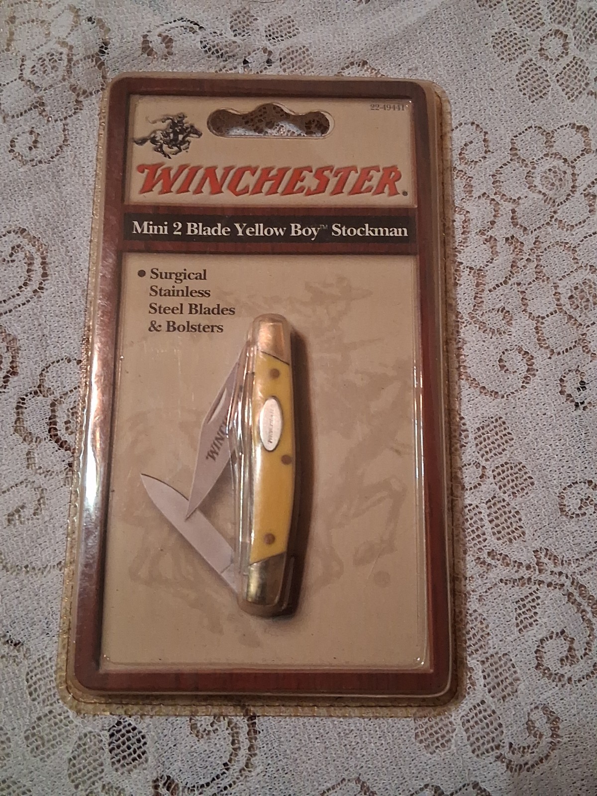 Winchester Mini 2 Blade Yellow Boy Stockman Pocket Knife NOS Sealed