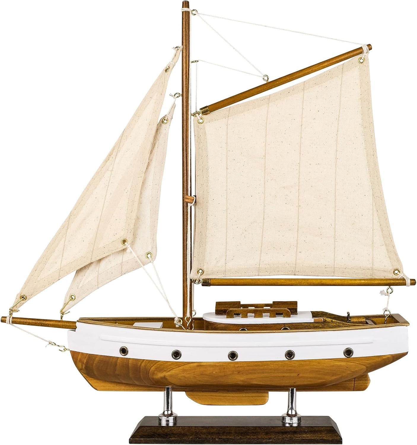 SAILINGSTORY Wooden Sailboat Decor Sailing Ship Model Boat Natural