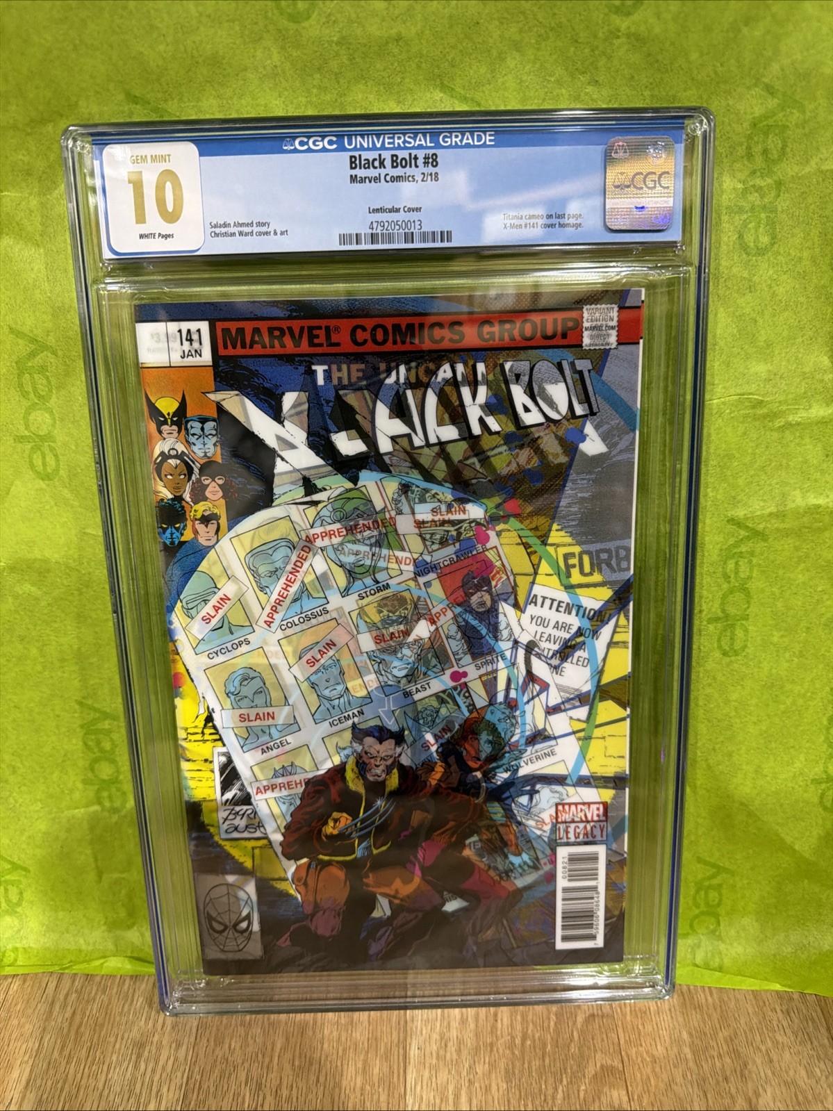 Black Bolt #8 CGC 10 Graded Not 9.8 2018) Ward Lenticular X-Men homage Gem Mint Black Bolt #8 CGC 10 Graded Not 9.8 2018) Ward Lenticular X-Men homage Gem Mint