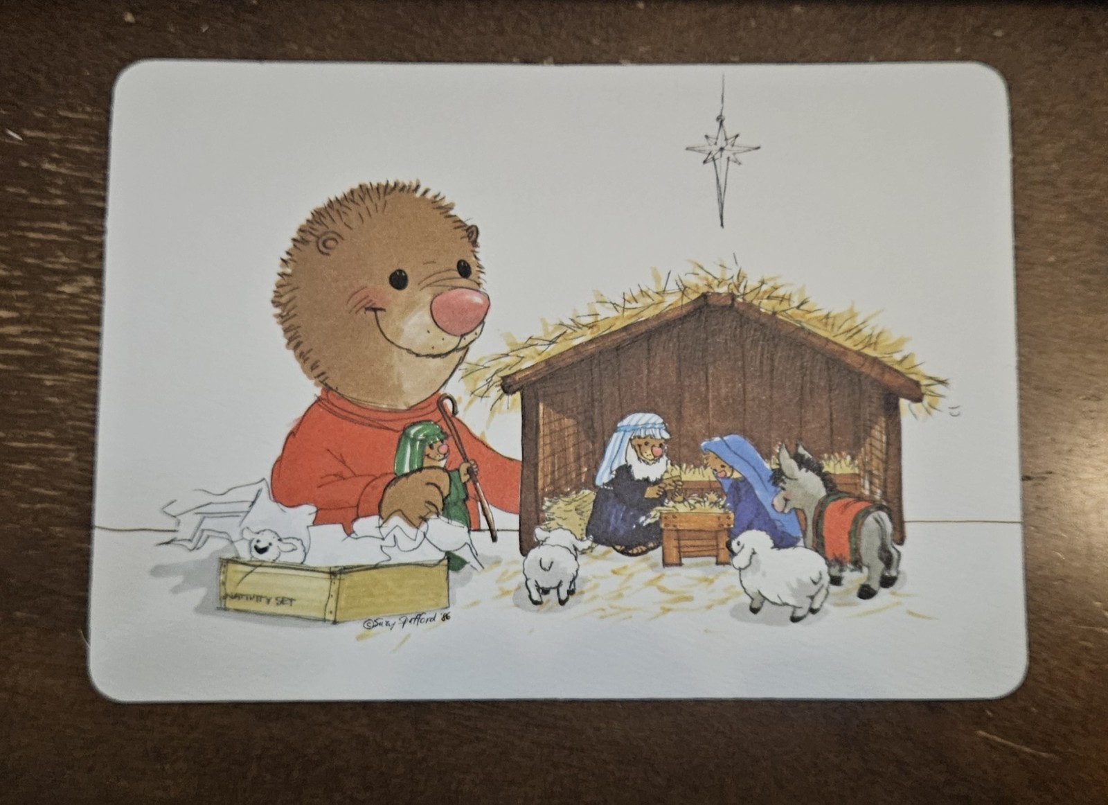 Vintage  Suzy\'s Zoo Christmas postcard, Suzy\'s Zoo Ollie post card, Suzy\'s Zoo