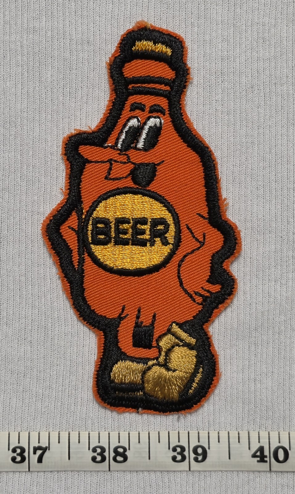 Vintage 1970s Beer Bottle Character Patch Vintage 1970s Beer Bottle Character Patch