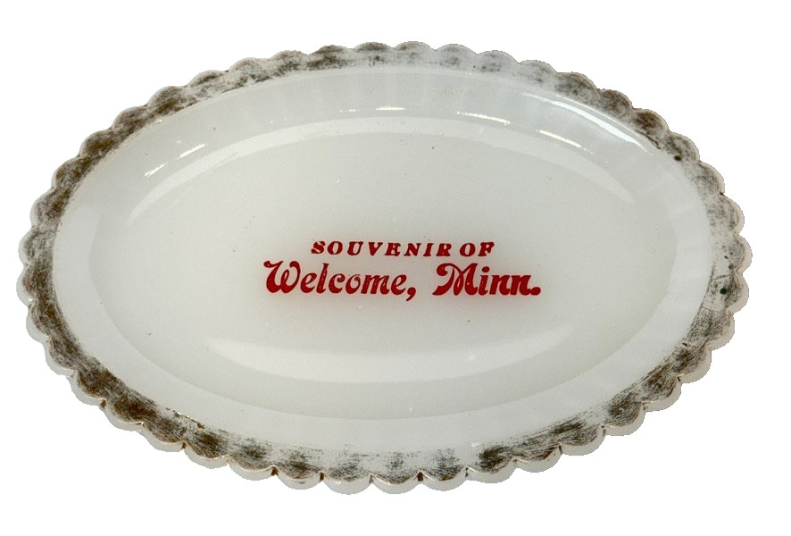 WELCOME MN MINNESOTA Depression Glass Souvenir TRINKET DISH PLATE
