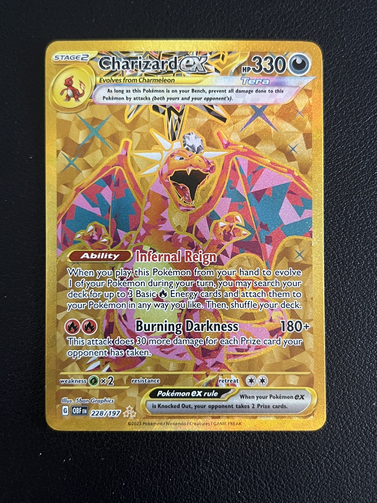 Pokémon TCG Charizard ex Obsidian Flames Hyper Rare Full Art Holo 228/197 LP