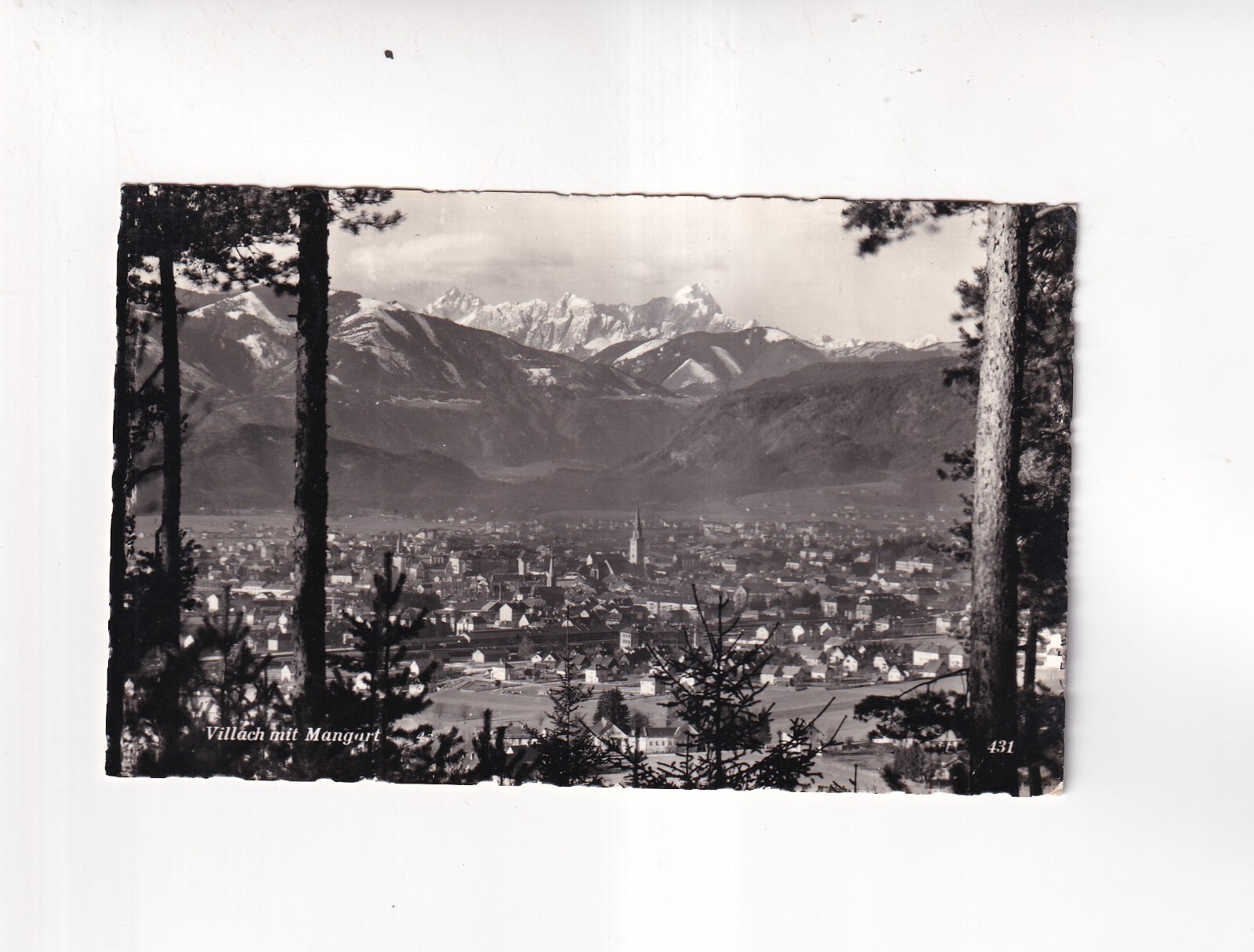 5379) Postcard AK VILLACH with Mangart trees city postcard Austria