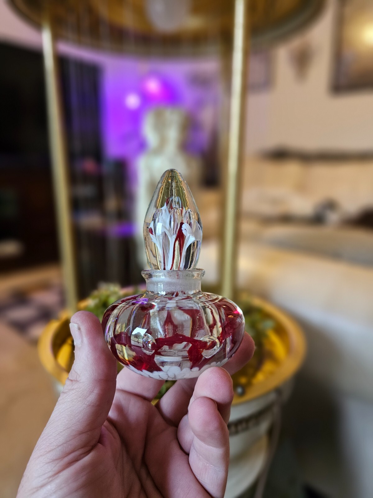 Vintage Mid Century Joe Rice St Clair Art Glass Perfume Bottle w Stopper