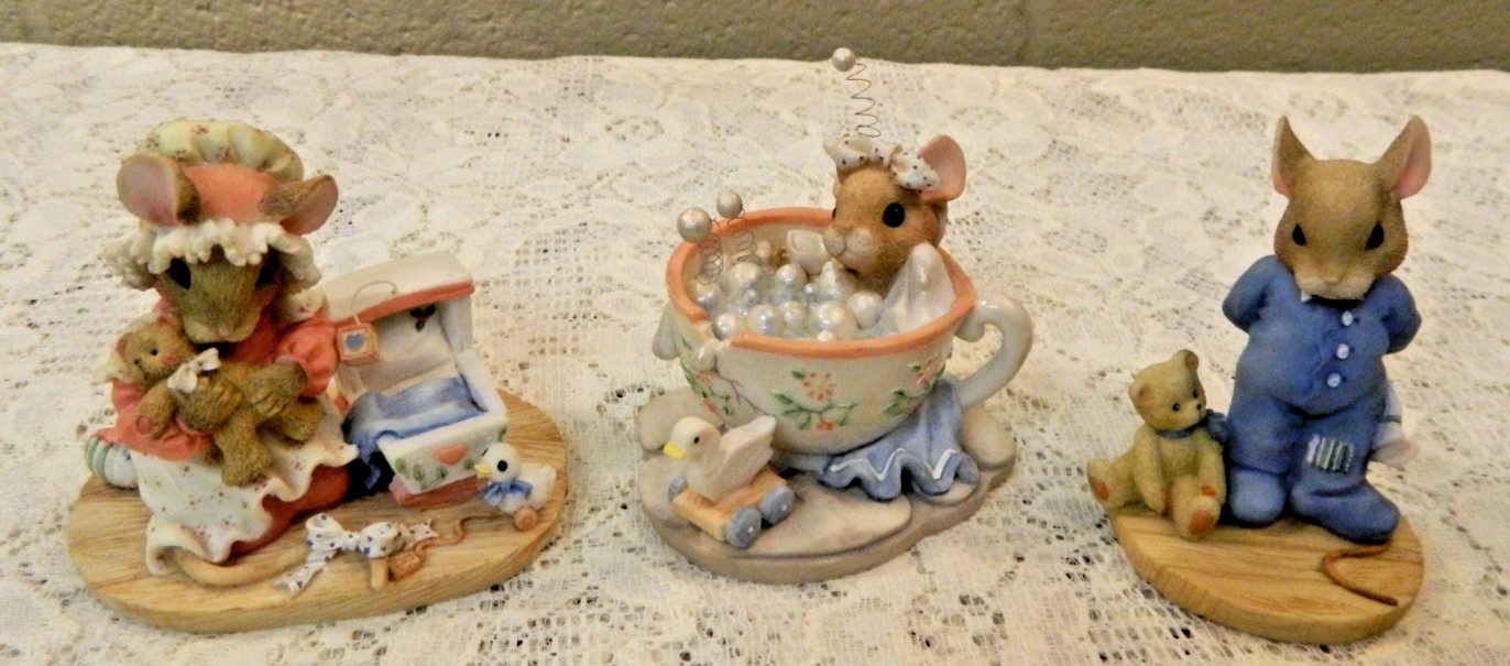 Vintage Enesco Priscilla Hillman Mouse Tales figurines 1995 lot of 3
