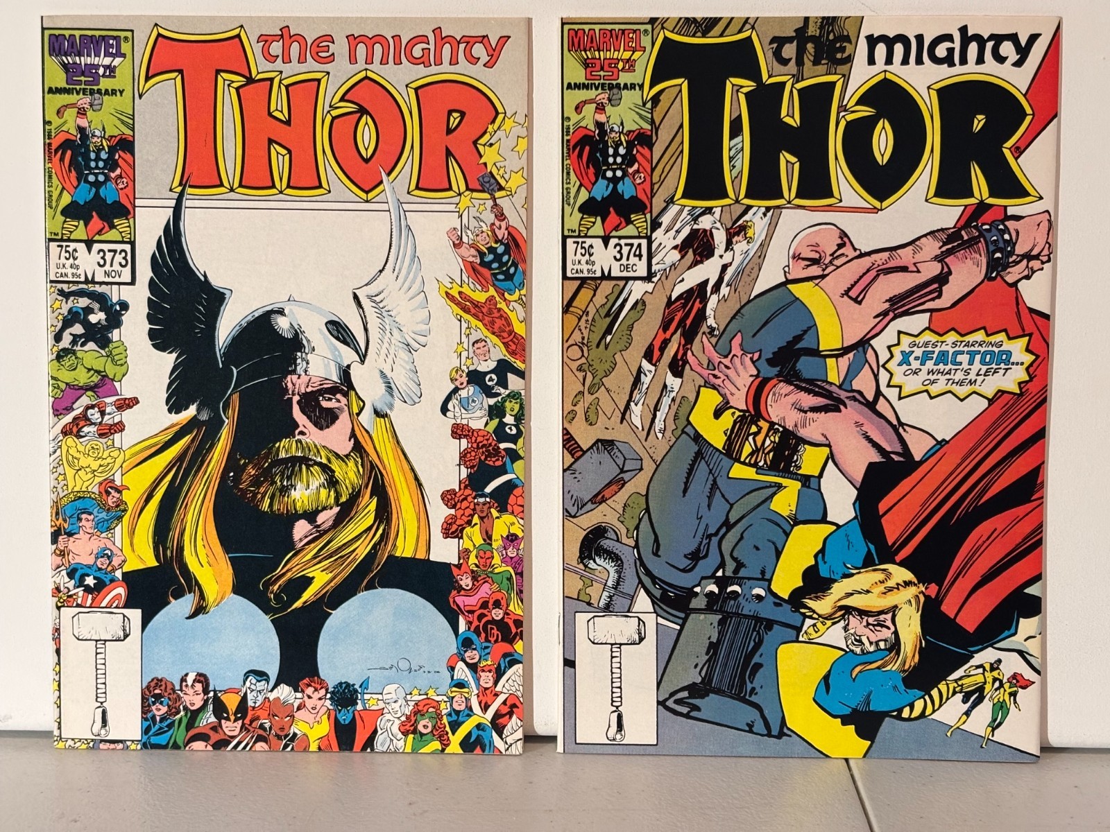 THOR 373 & 374 - 1986 - Walt Simonson - Sal Buscema - NM - Mutant Massacre X-Men