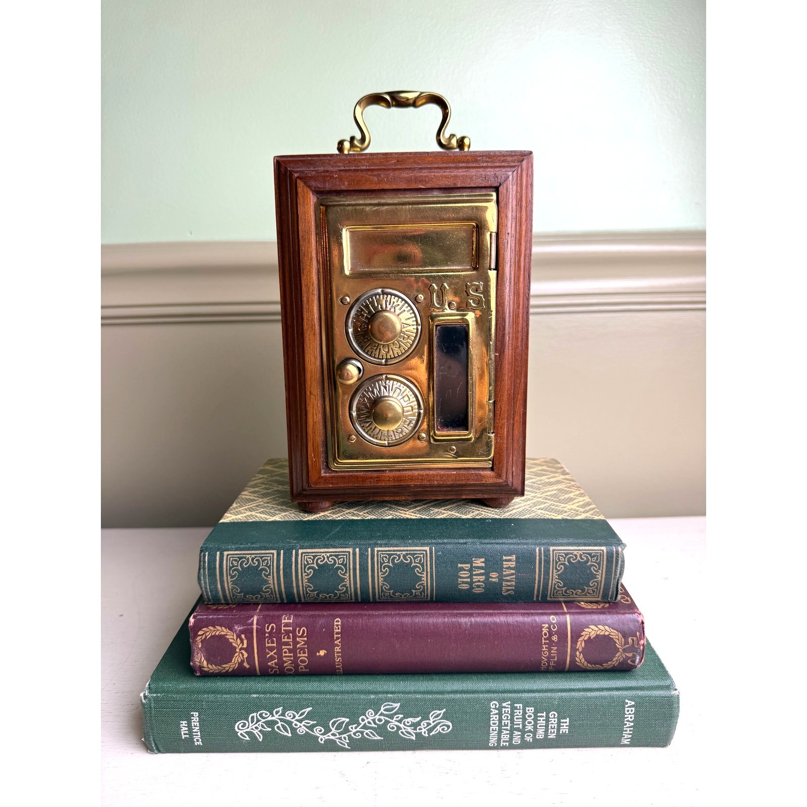 Antique Keyless Lock Co US Post Office Box Door Wooden Bank Indianapolis