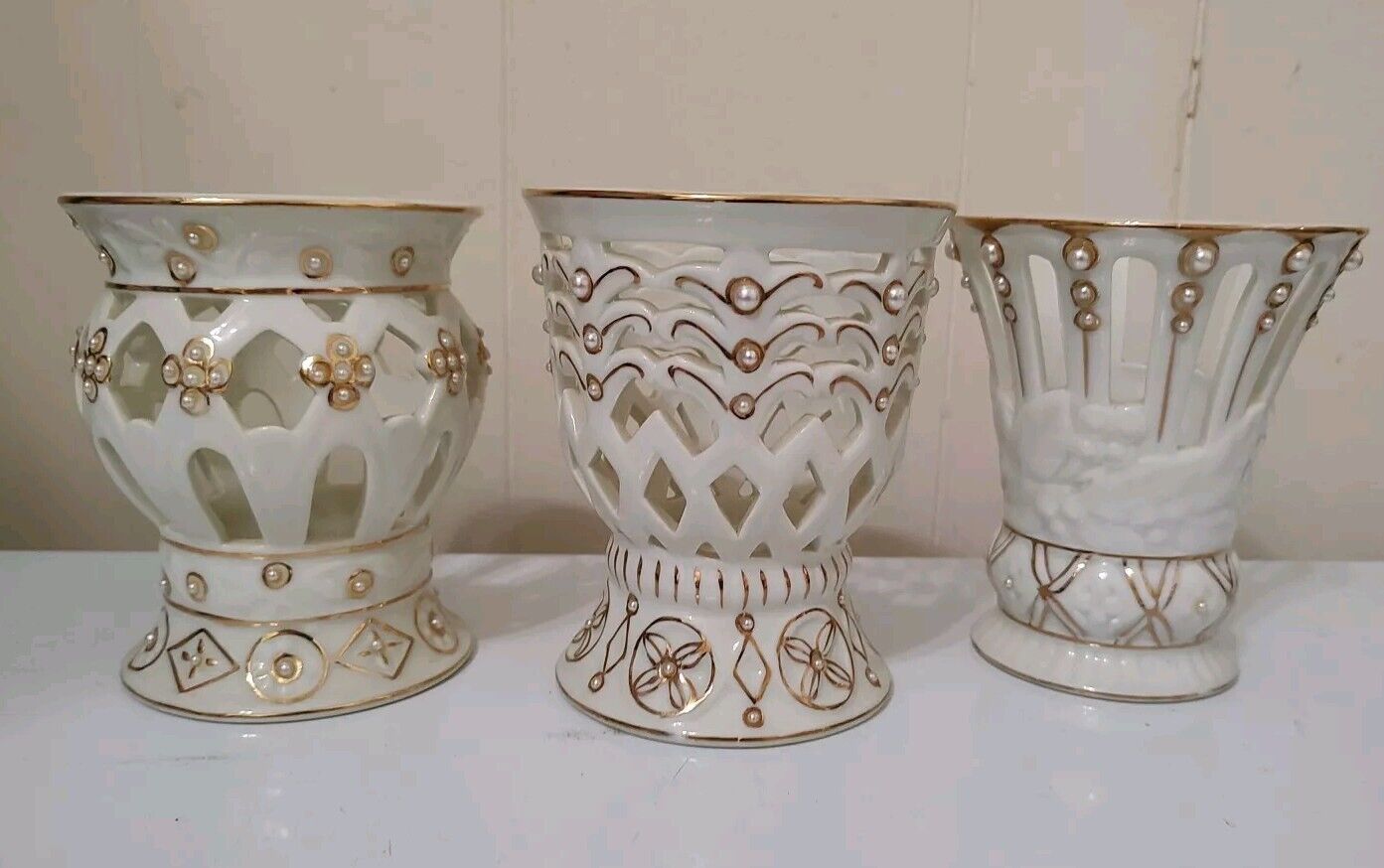 Formalities by Baum Bros Collectibles Ivory & Pearl Porcelain Set Of 3 Votives