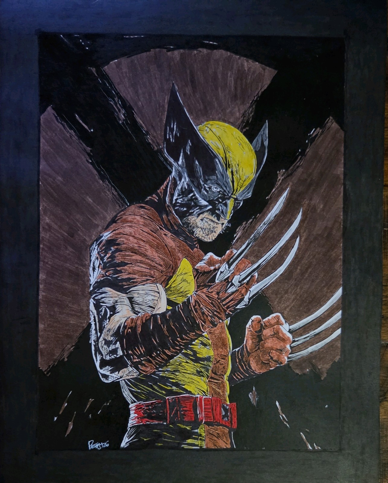 Original Inked Comic Art Of Wolverine commissioned 11x14