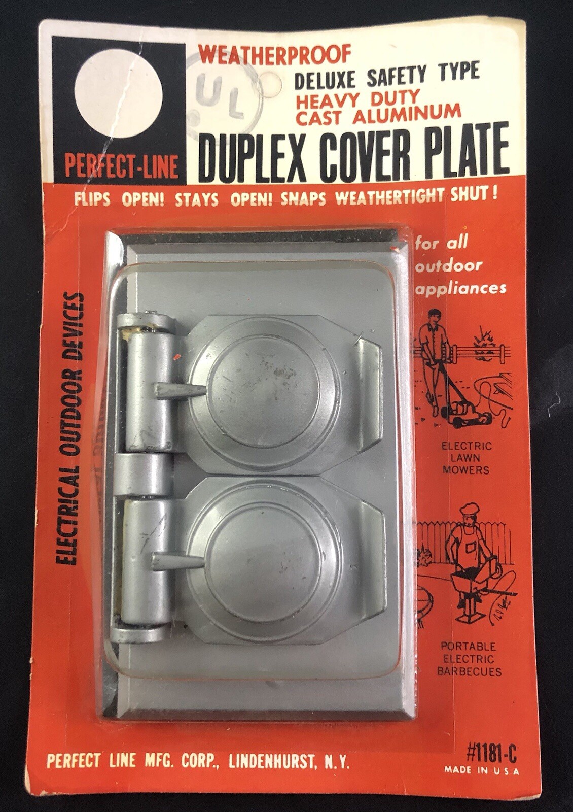 Aluminum Weatherproof Outdoor Duplex Outlet Cover 1181-C Perfect Line NOS Vi10