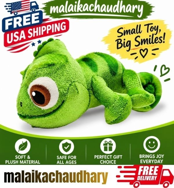 Green Chameleon Plush Toy Soft Stuffed Animal Cute Lizard Toy Gift for Kids 15cm