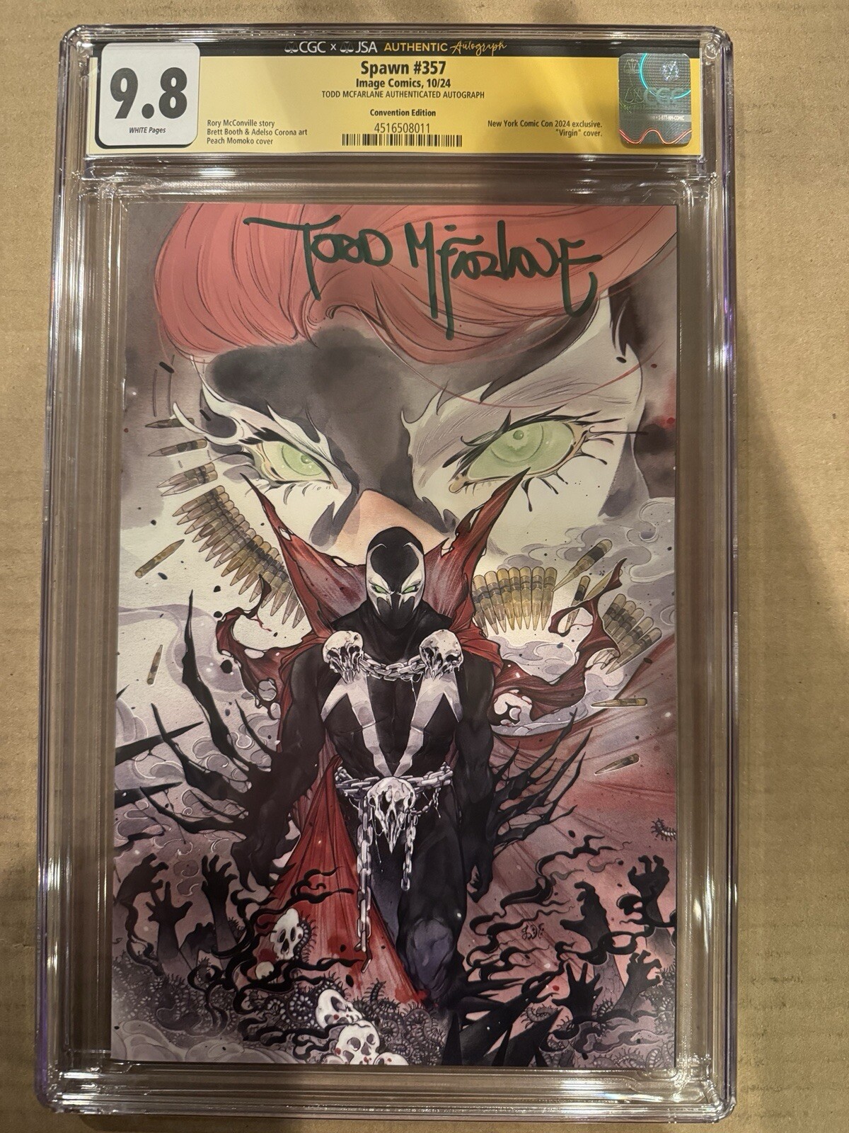 SHIPS TODAY SPAWN 357 NYCC PEACH MOMOKO VARIANT CGC 9.8 SS JSA SIGNED SHIPS TODAY SPAWN 357 NYCC PEACH MOMOKO VARIANT CGC 9.8 SS JSA SIGNED