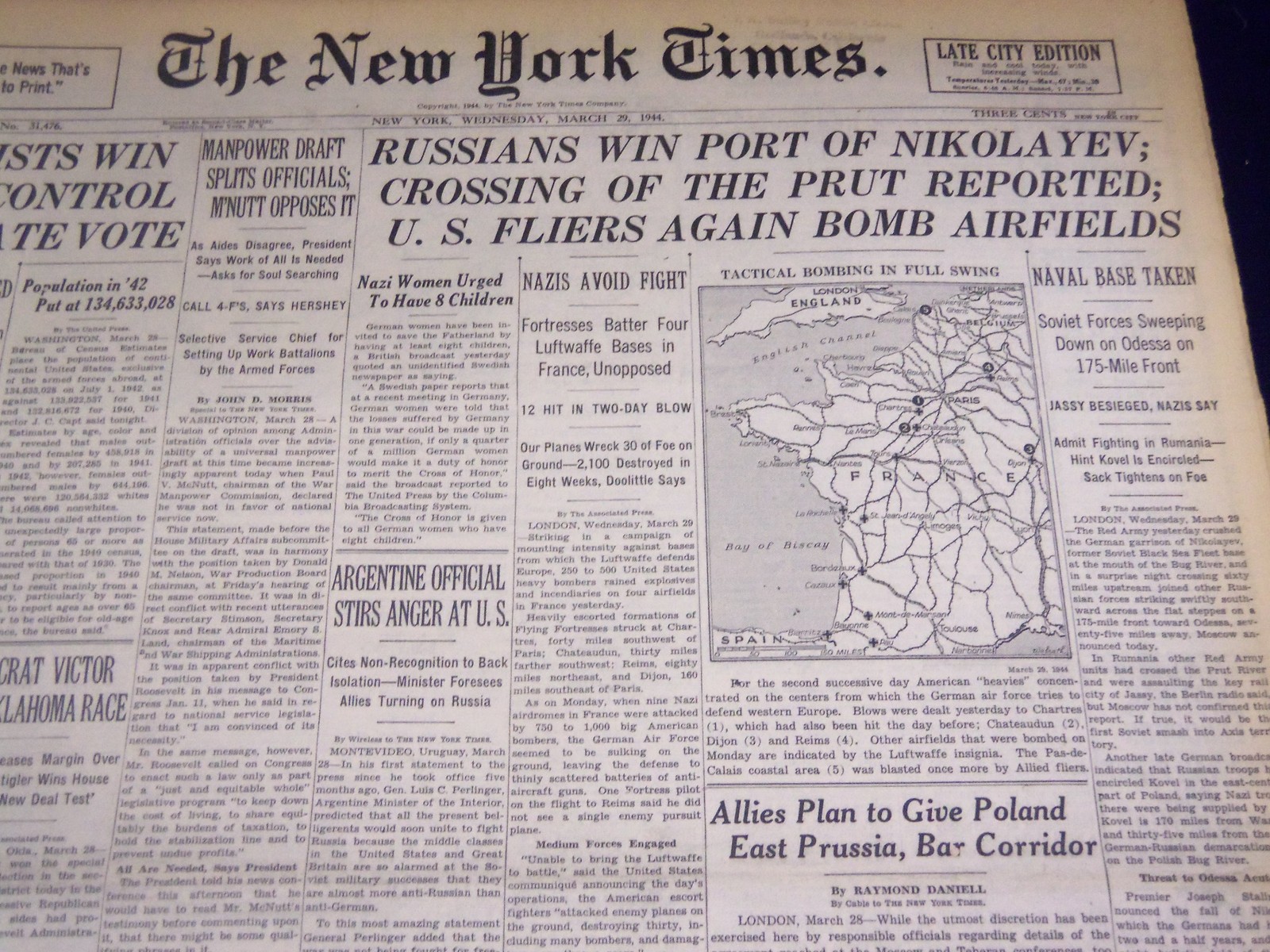 1944 MARCH 29 NEW YORK TIMES - RUSSIANS WIN NIKOLAYEV - NT 3708 1944 MARCH 29 NEW YORK TIMES - RUSSIANS WIN NIKOLAYEV - NT 3708