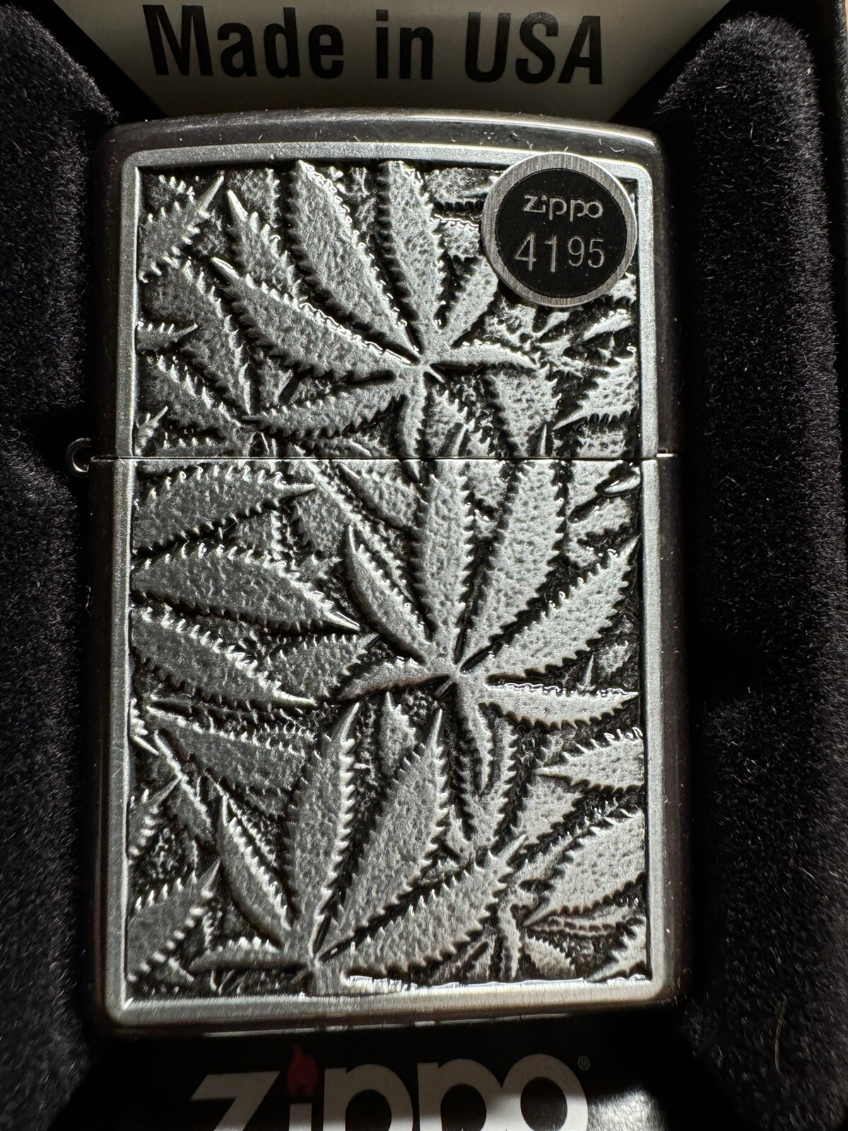 Zippo Cannabis Emblem Textured Lighter - 48123 - New Zippo Cannabis Emblem Textured Lighter - 48123 - New