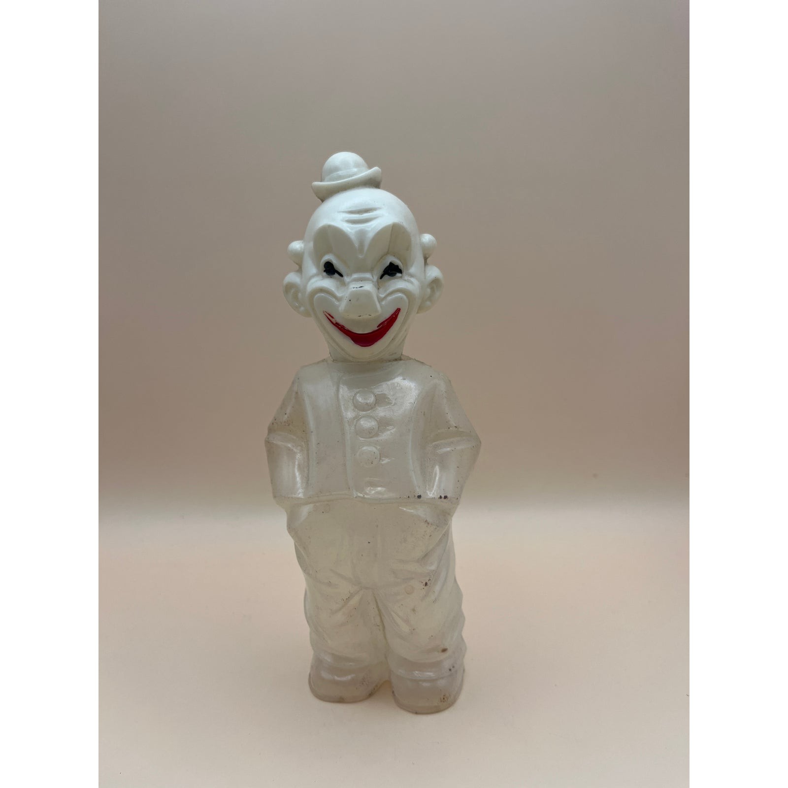 Vintage Plastic Clown Bubble Bath Bottle Figural Clown with Bowler Hat Vintage Plastic Clown Bubble Bath Bottle Figural Clown with Bowler Hat