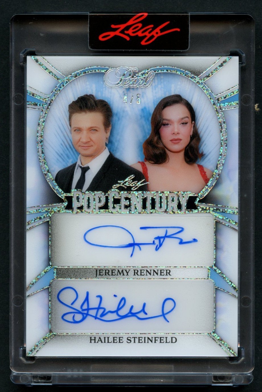 Jeremy Renner Hailee Steinfeld signed auto 2026 Leaf Pop Century Pearl Card 4/5