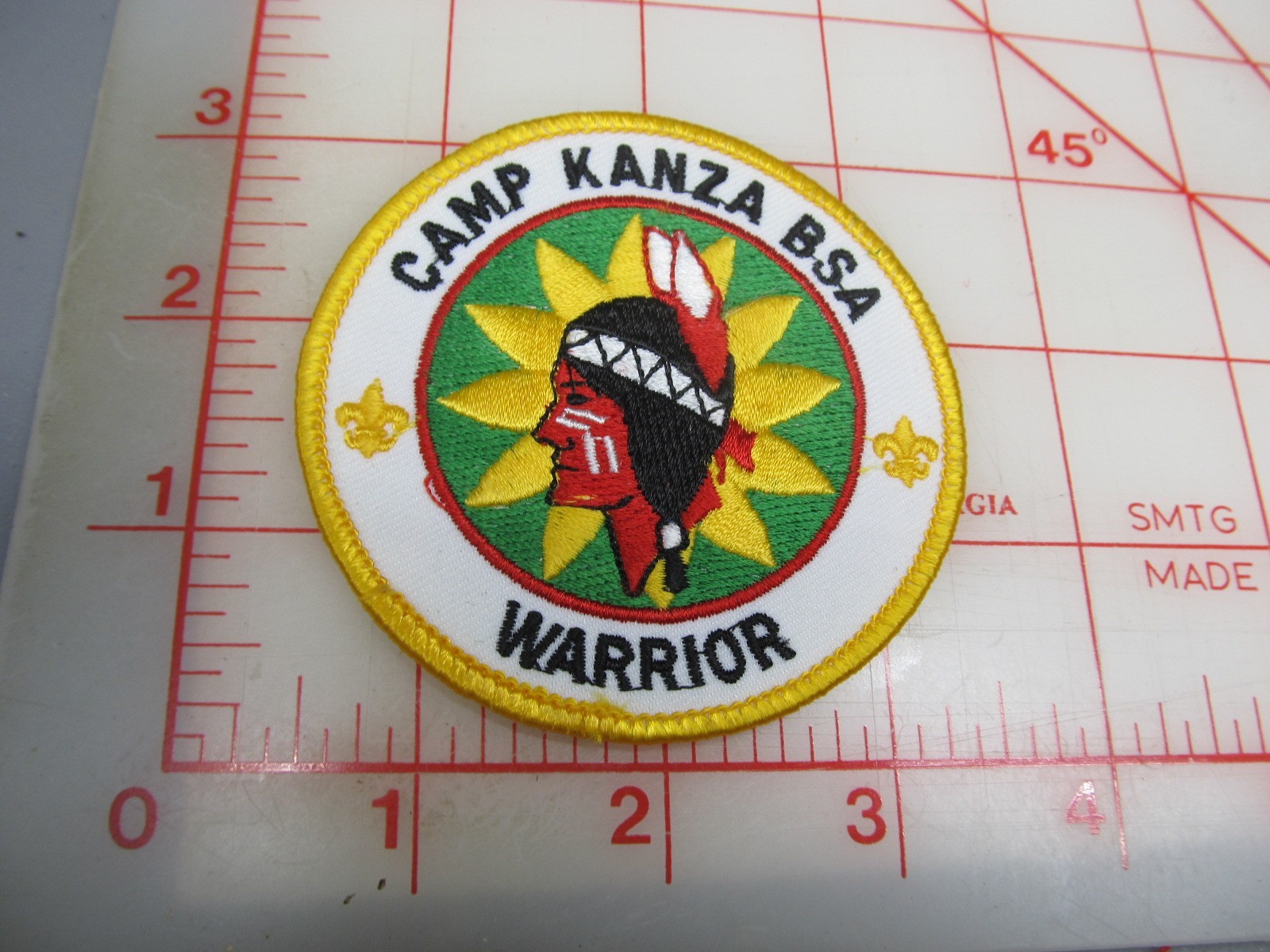 Kanza Council collectible Camp Kanza WARRIOR yellow border cb patch (yV)
