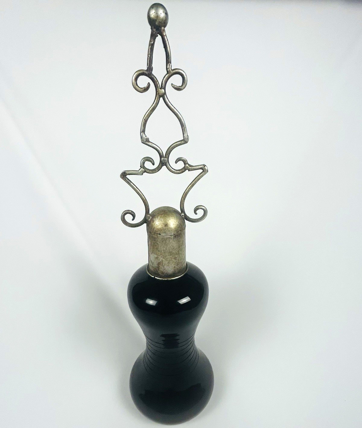 Vintage MCM Black Glass Decanter Genie Bottle 18