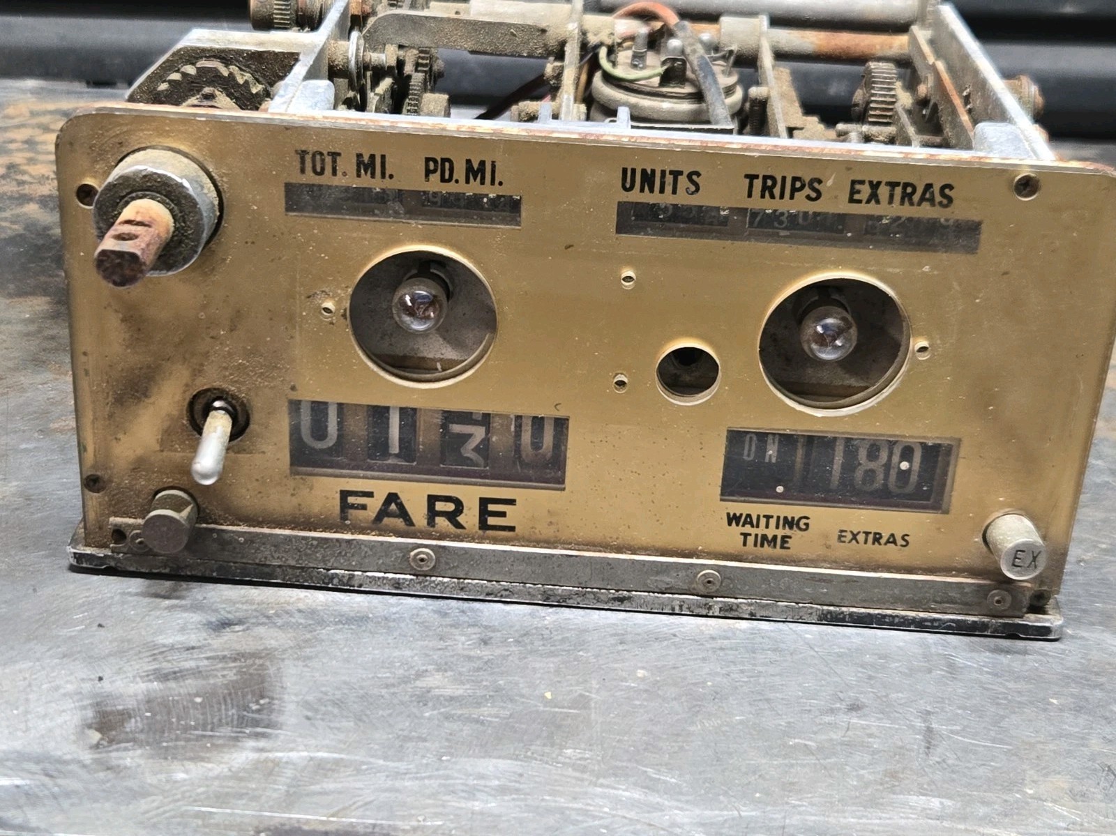 Vintage Rockwell Taxi Cab Meter Fare Box Steampunk Man Cave Industrial Decor.