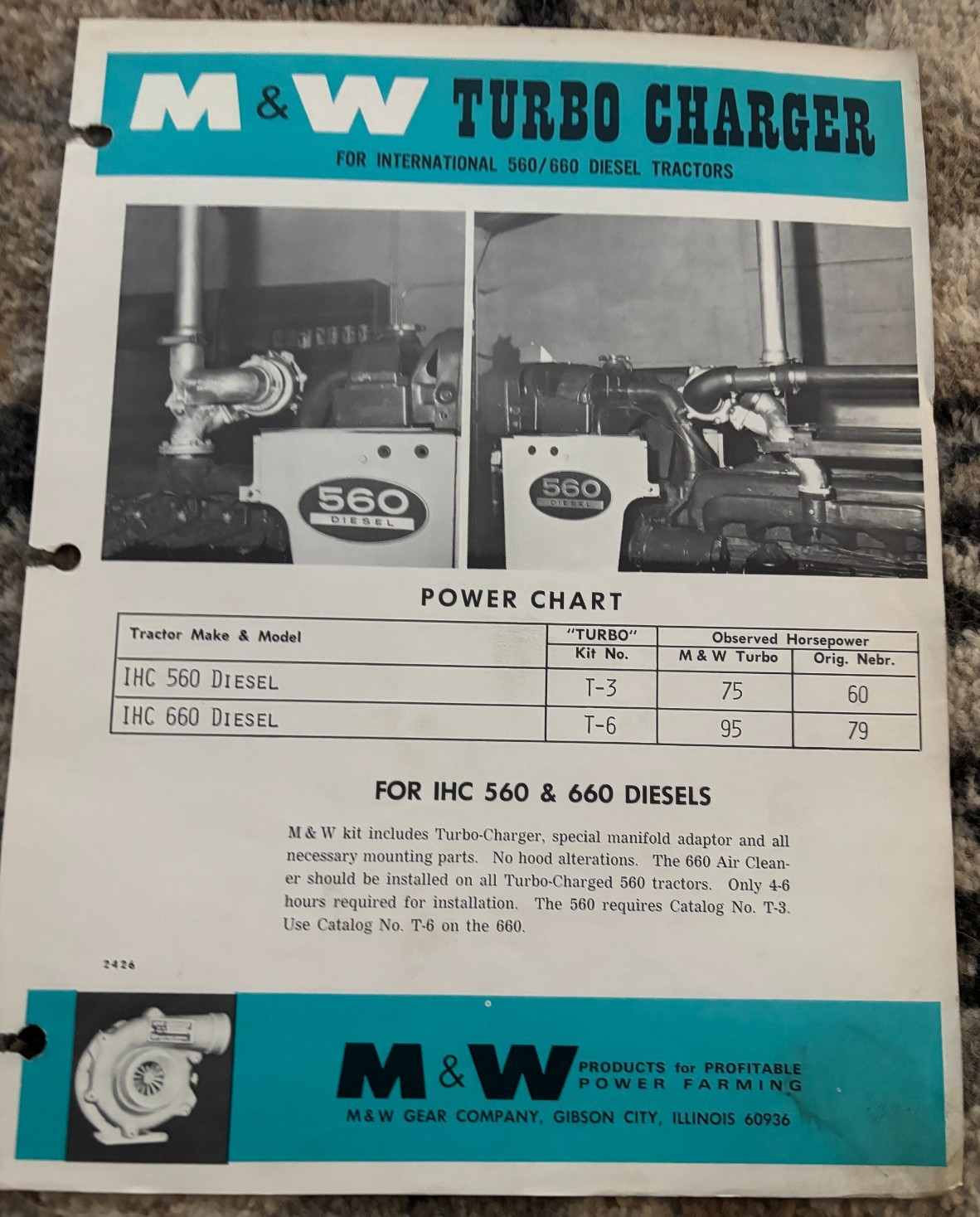 M&W Turbocharger International Harvester 560 660 656706  Tractor Brochure DCPA26