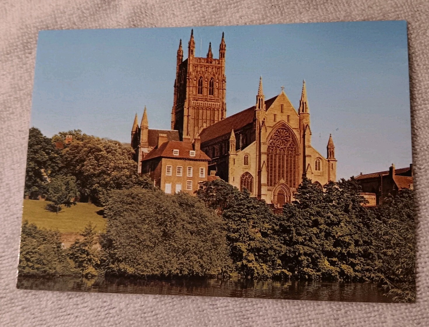 Worcester Cathedral River Severn Vintage Postcard England Unposted