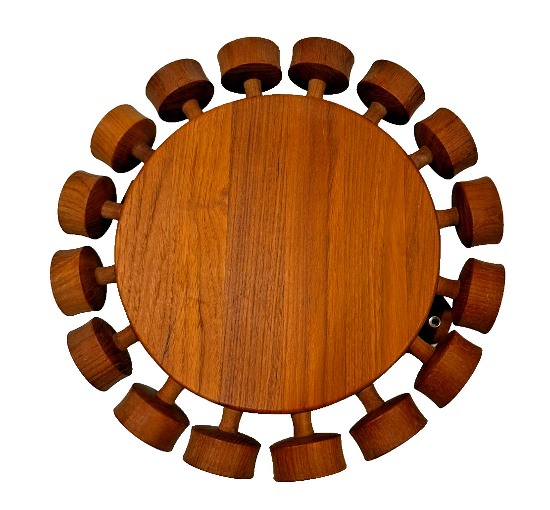 Rare DIGSMED Danish Teak 16 Spice Rack Wheel Glass Jars Mid Century Modern 