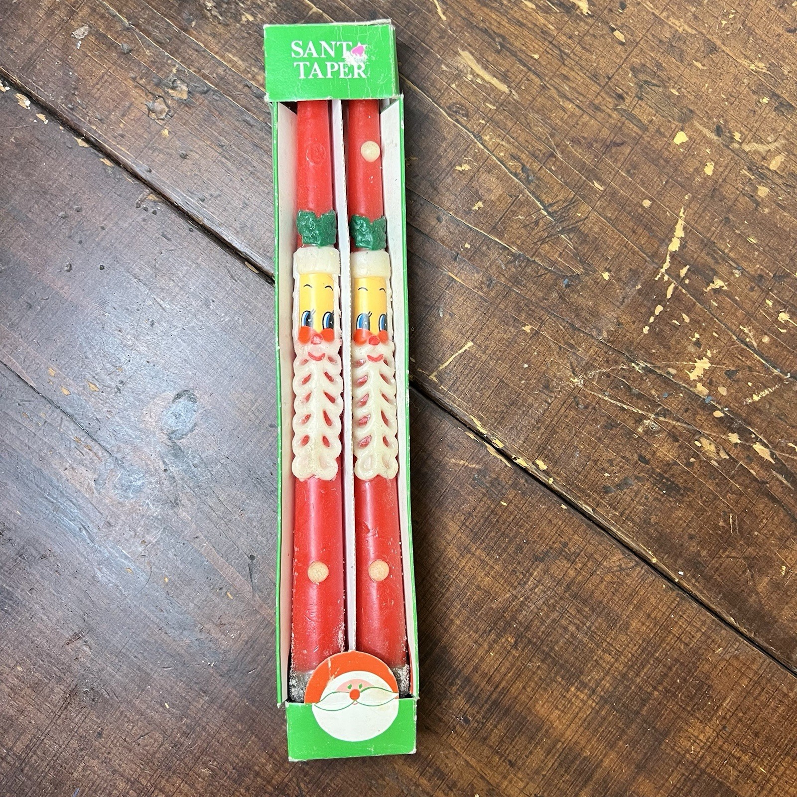 VTG 1960\'s Unused 12” Santa Taper Candles with Box-Set of 2