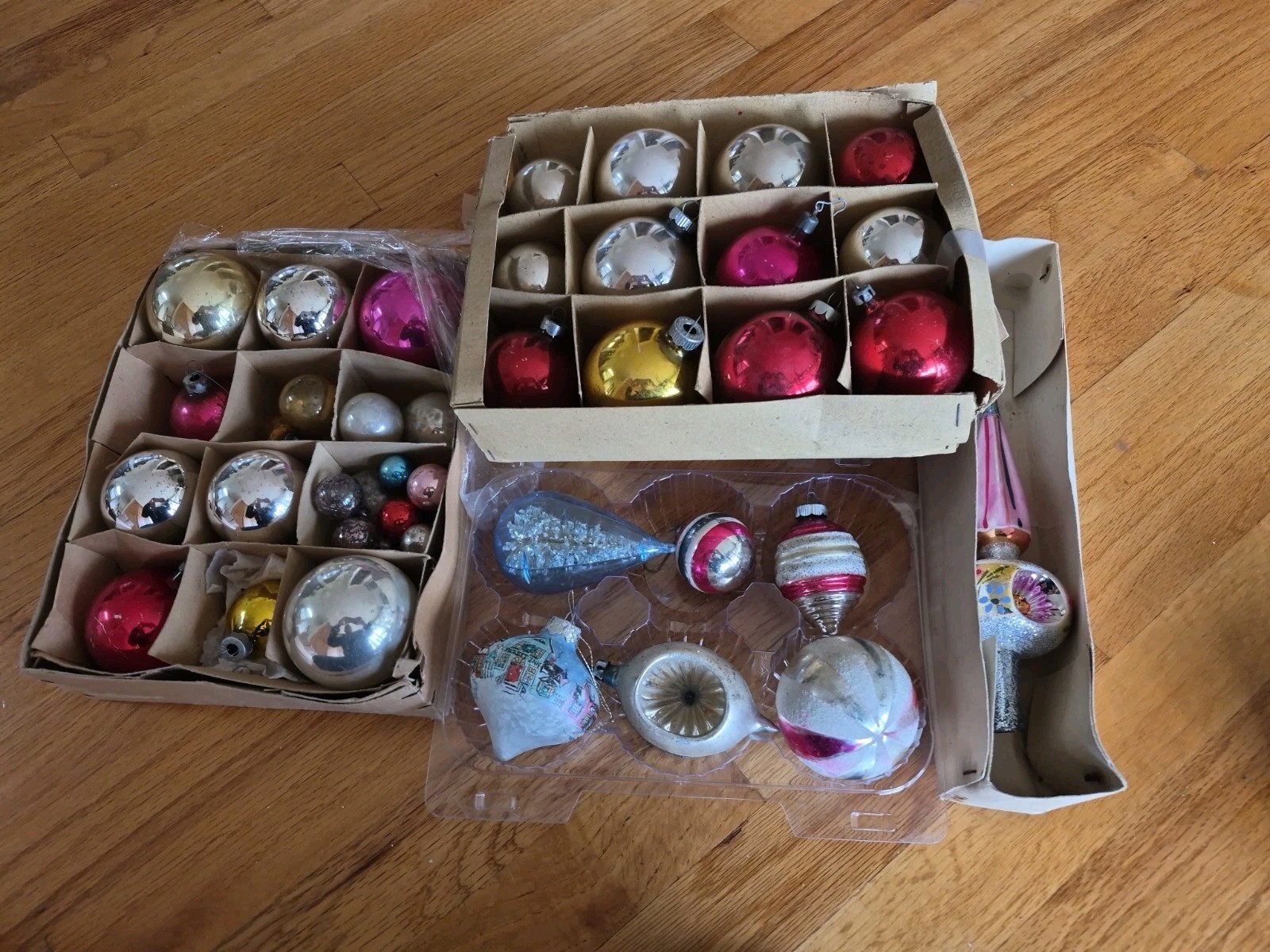 Lot of 35+ Vintage Ornaments Shiny Brite, Etc. indents, Tree Topper,
