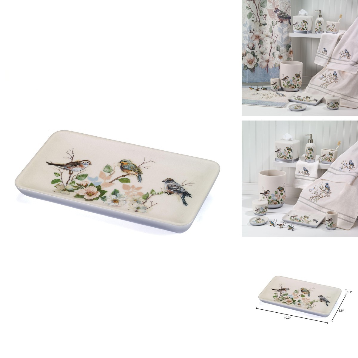 Avanti Linens 13690 Vanity Tray - Love Nest Collection - Bird Decor Avanti Linens 13690 Vanity Tray - Love Nest Collection - Bird Decor