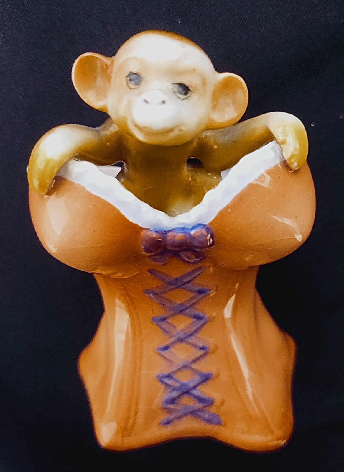 Vintage Lipper and Mann “MONKEY in Pink CORSET” Whimsical Porcelain Figurine Vintage Lipper and Mann “MONKEY in Pink CORSET” Whimsical Porcelain Figurine