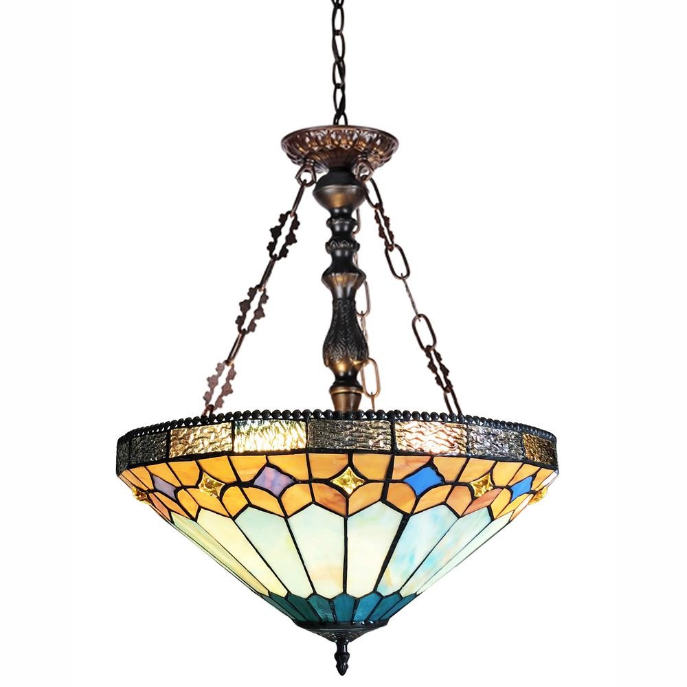CHLOE Lighting NICHOLAS Tiffany-Style Mission Stained Glass Inverted Ceiling...