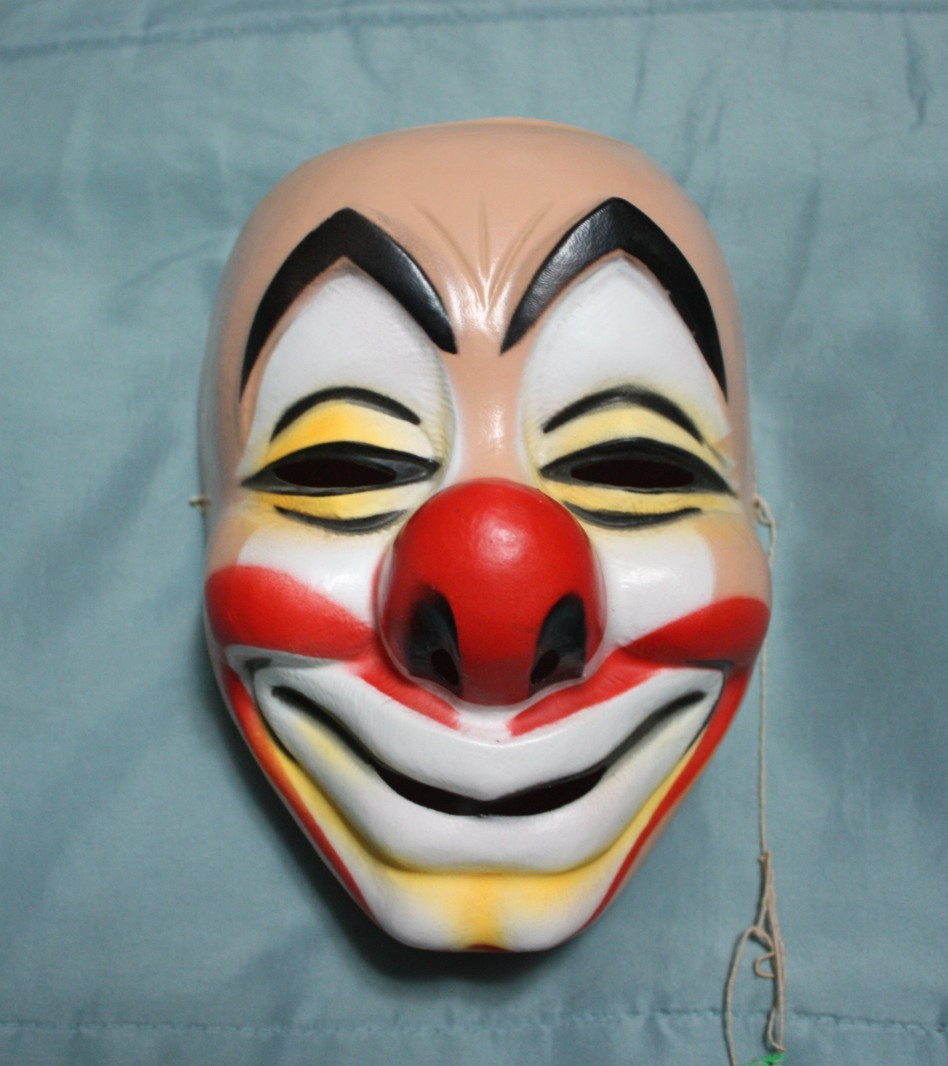 Vintage Halloween Clown Mask Made in France 1960s 1970s Plastic Rare