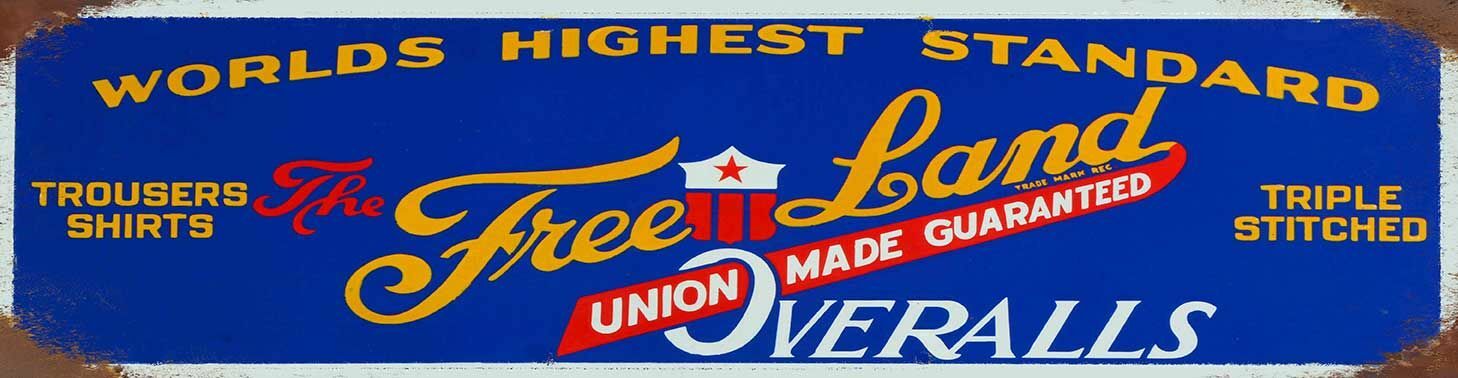 FREE LAND OVERALLS UNION MADE 20 FREE LAND OVERALLS UNION MADE 20
