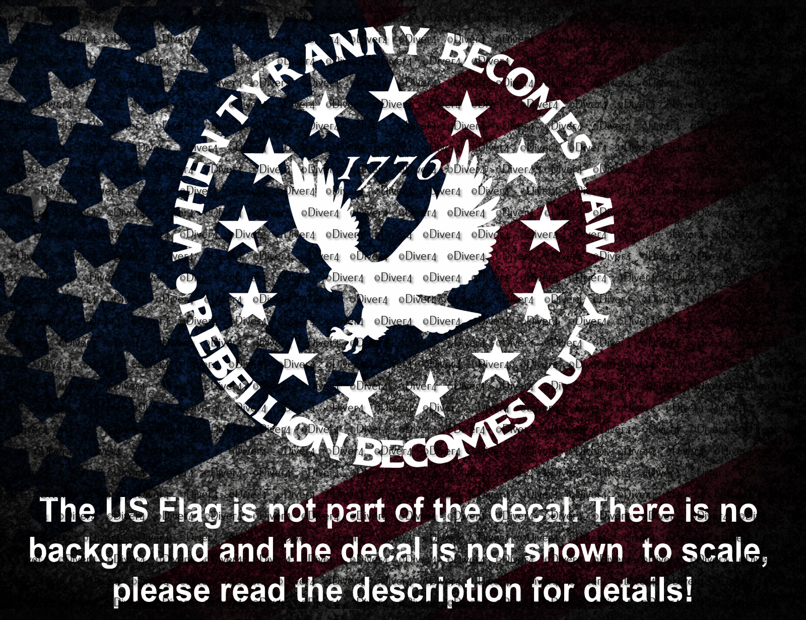When Tyranny Becomes Law Rebellion Becomes Duty With Eagle 1776 Decal US Made