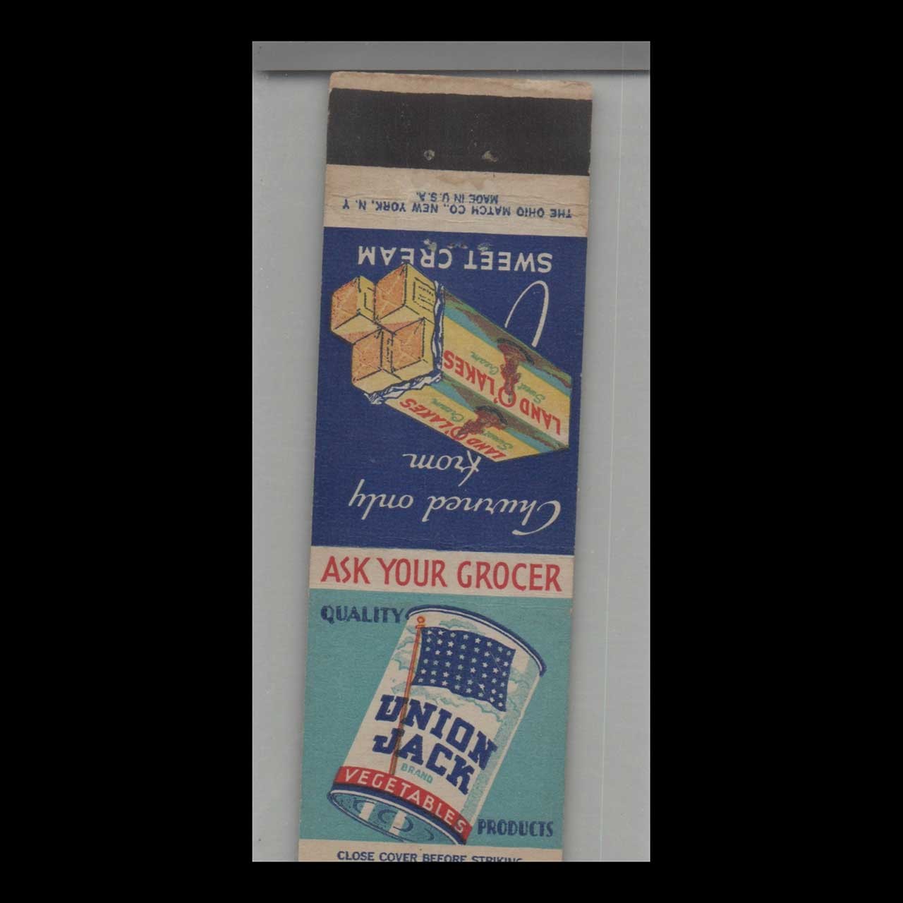 Matchbook Cover Union Jack Vegetables Land O Lakes Butter
