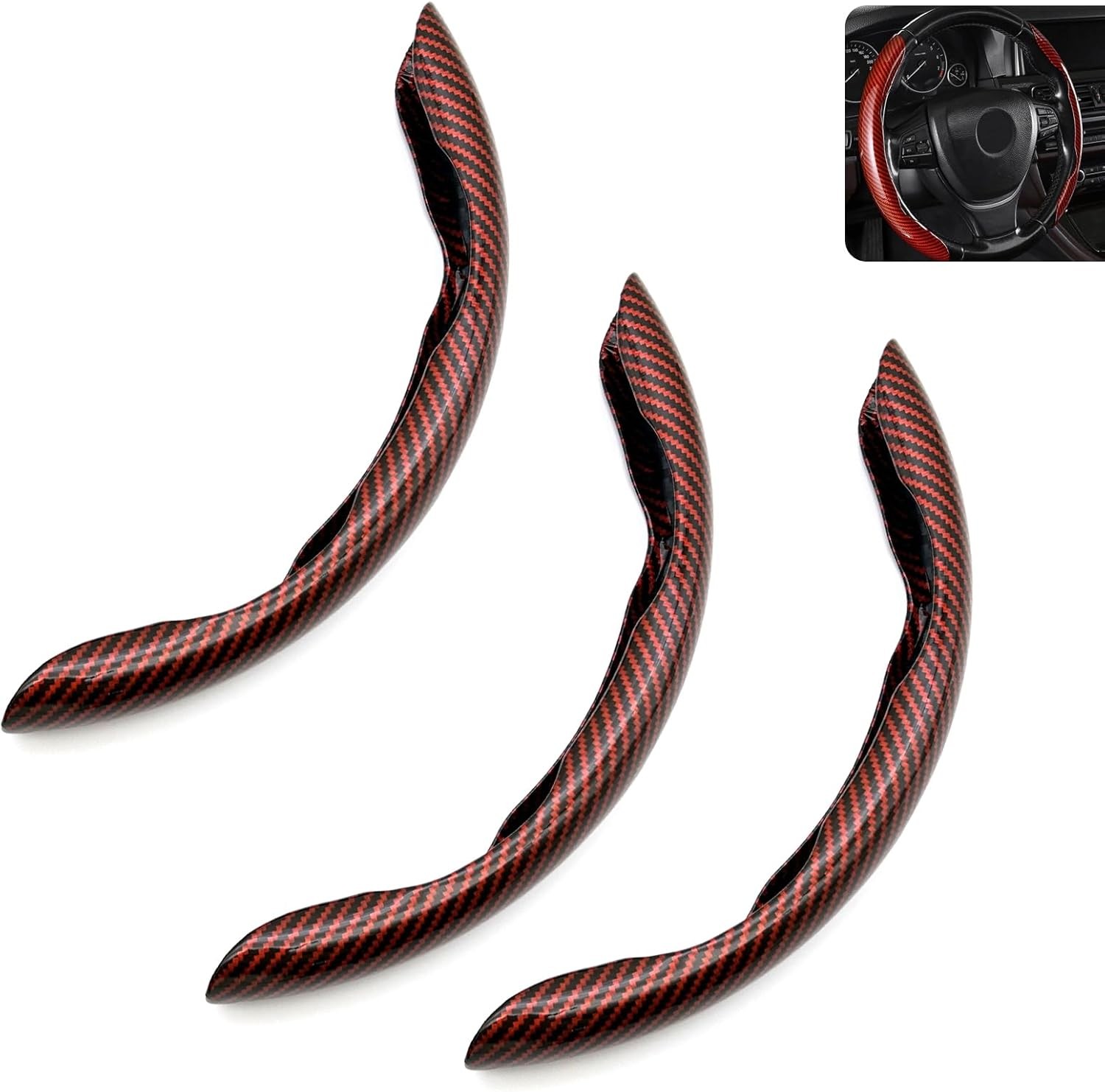 3 PCS Car Steering Wheel Covers, Carbon Fiber Anti-Slip Steering Wheel Protector 3 PCS Car Steering Wheel Covers, Carbon Fiber Anti-Slip Steering Wheel Protector