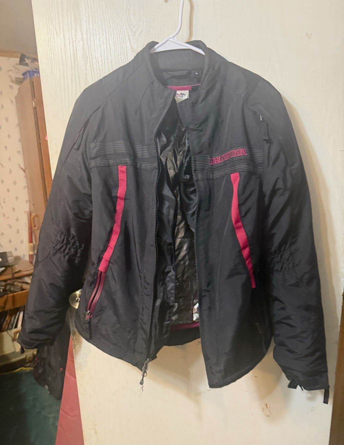 Harley-Davidson Black Jacket purple Accents Size M Made in Indonesia