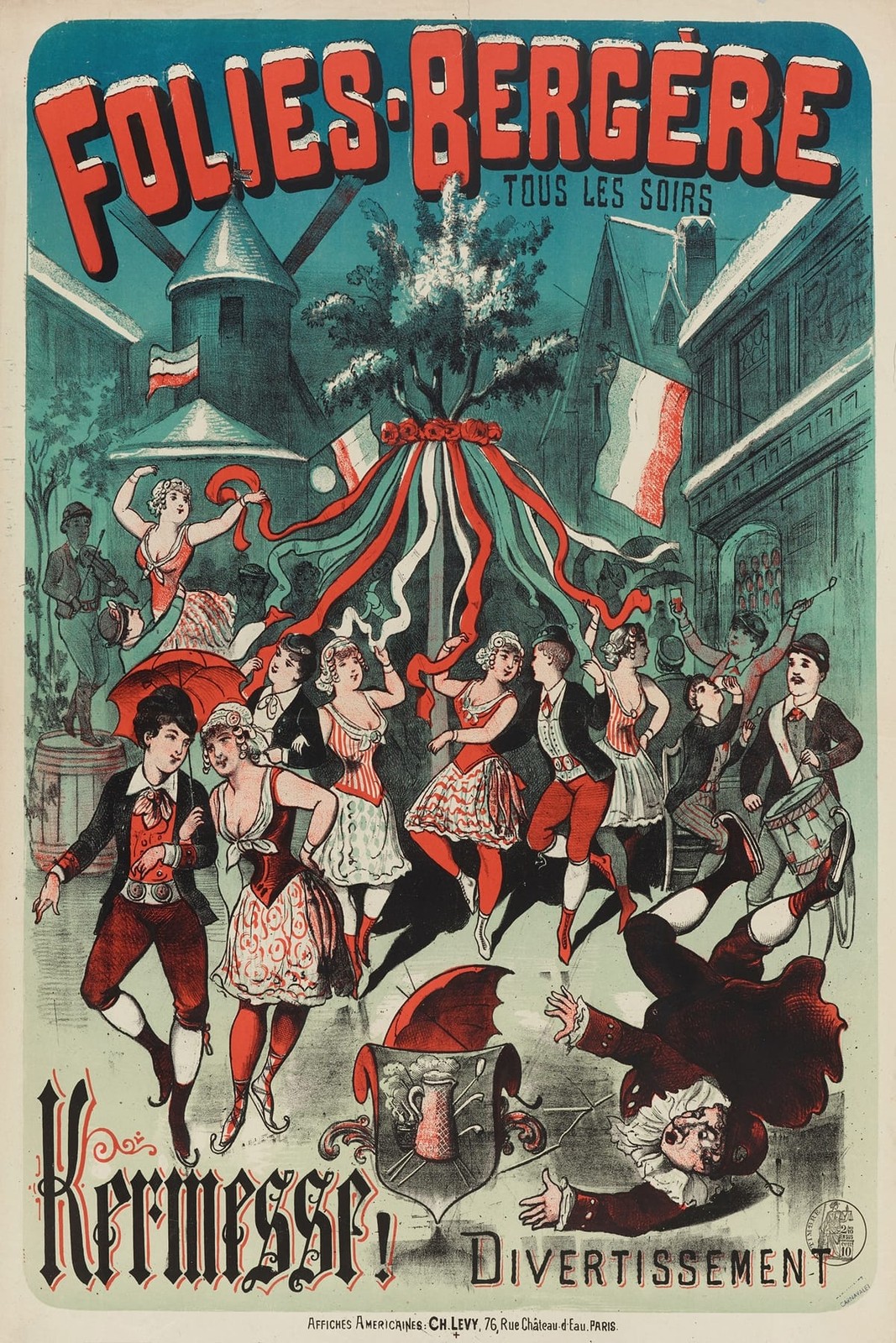 Folies-Bergère 🎭 French Cabaret Poster - 16x24” Vintage Style Print - 200gsm