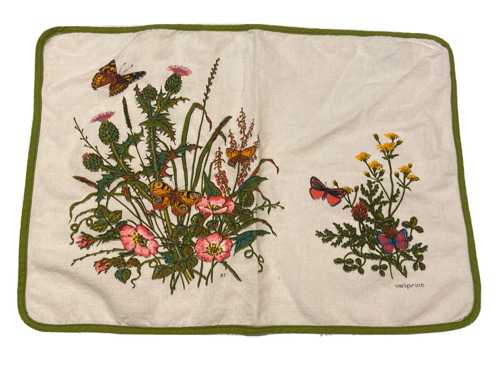 Valiprint RT Linen Cotton Floral Butterfly Kitchen Tea Towel Vintage - Belgium