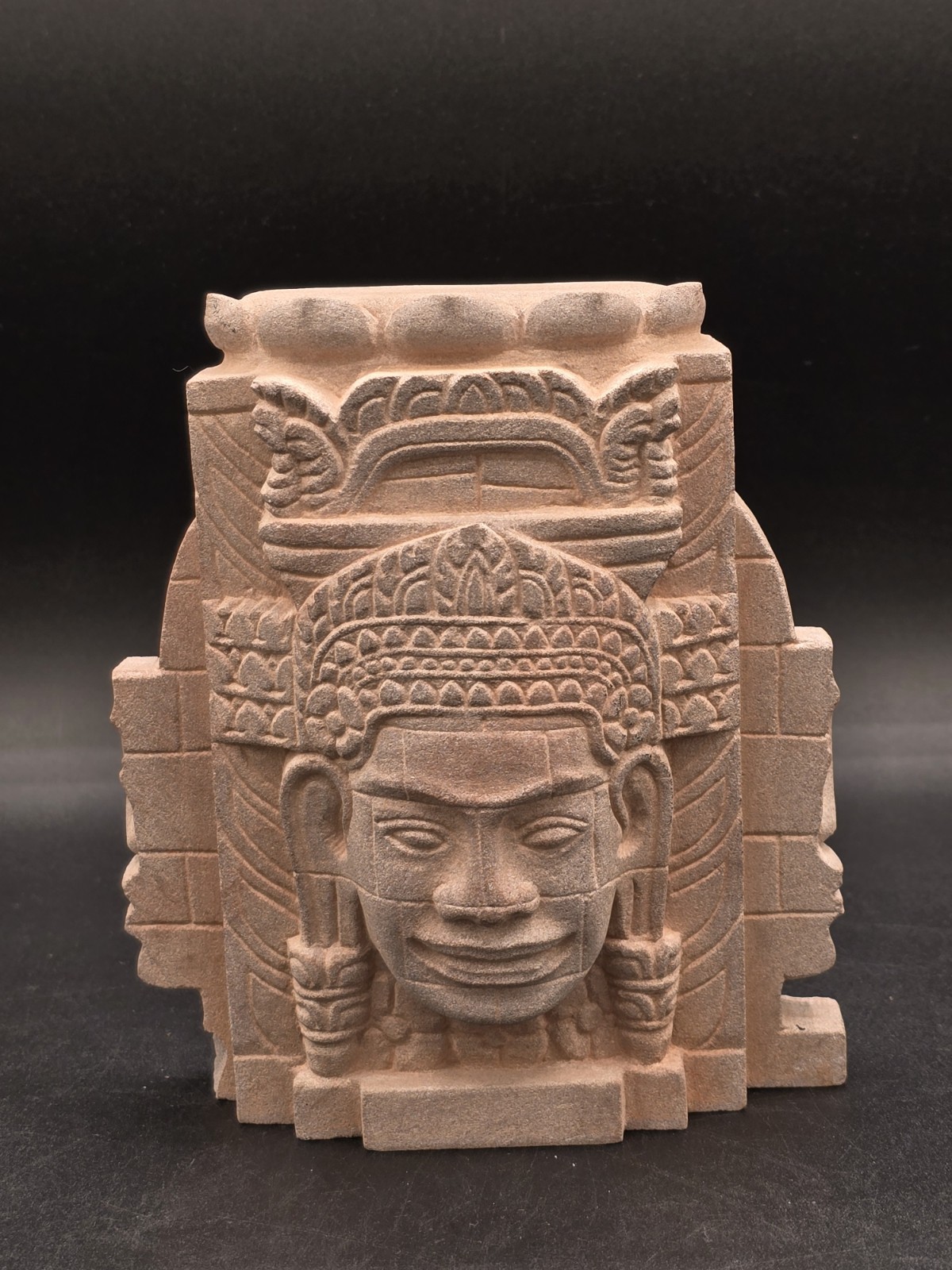 ANGKOR WAT CARVED SANDSTONE BAYON STATUE BUST TEMPLE ICON AMULET CAMBODIA  AS-IS