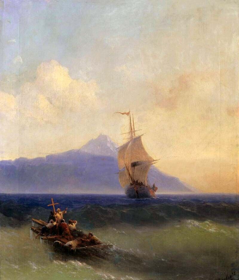 Oil painting seascape Evening-on-the-Sea-Ivan-Constantinovich-Aivazovsky-canvas
