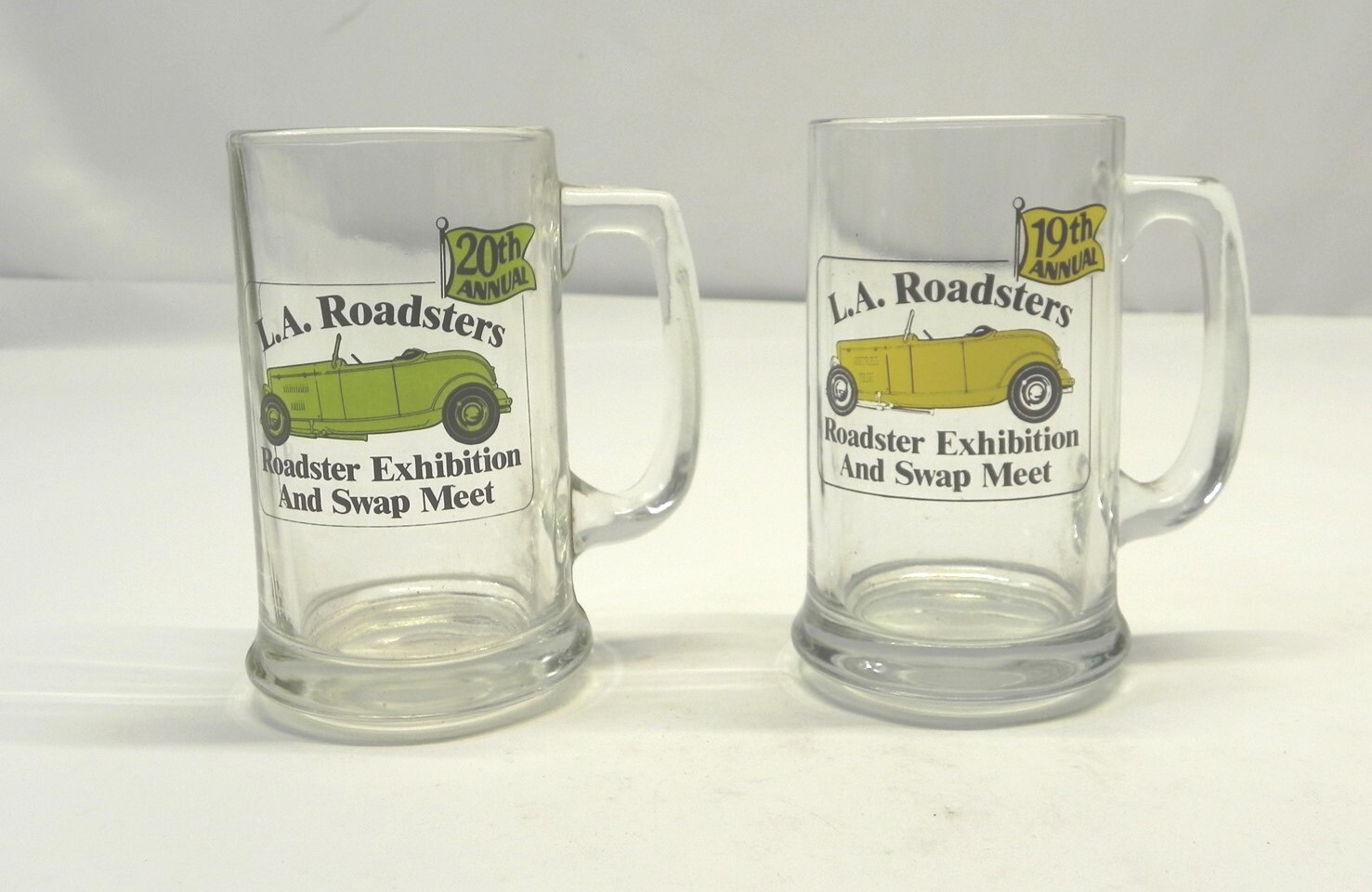 VINTAGE 19TH & 20TH L.A. ROADTERS ROASTER EXHIBITION & SWAP MEET BEER GLASSES 