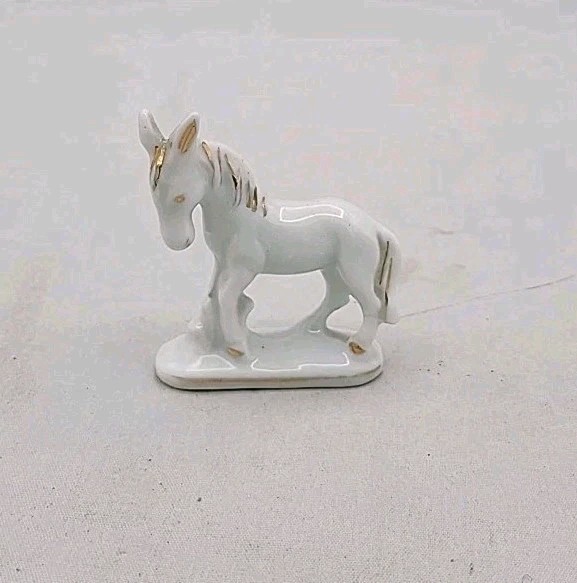 Vtg Mini Donkey on Stand Porcelain Figurine  2.25\