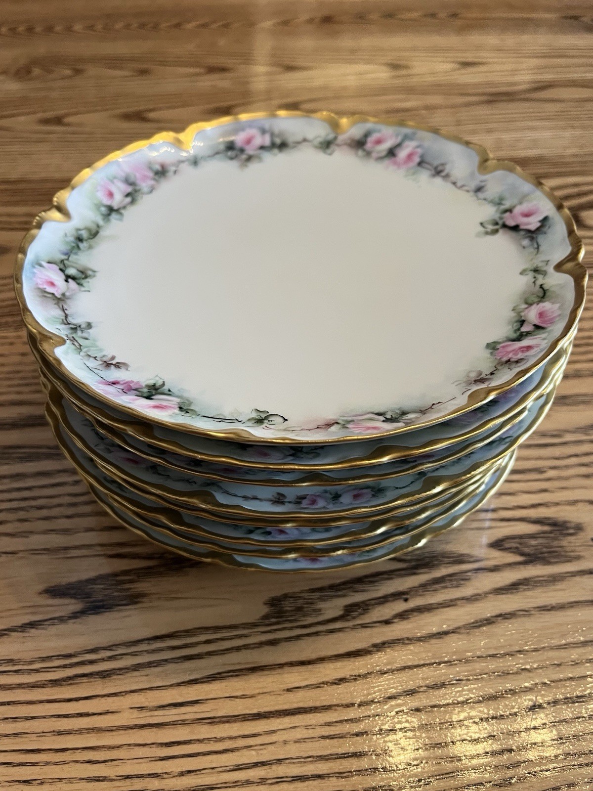Antique Signed Haviland France Hand-Painted Dessert Plates Set Of 8 Roses 1909 