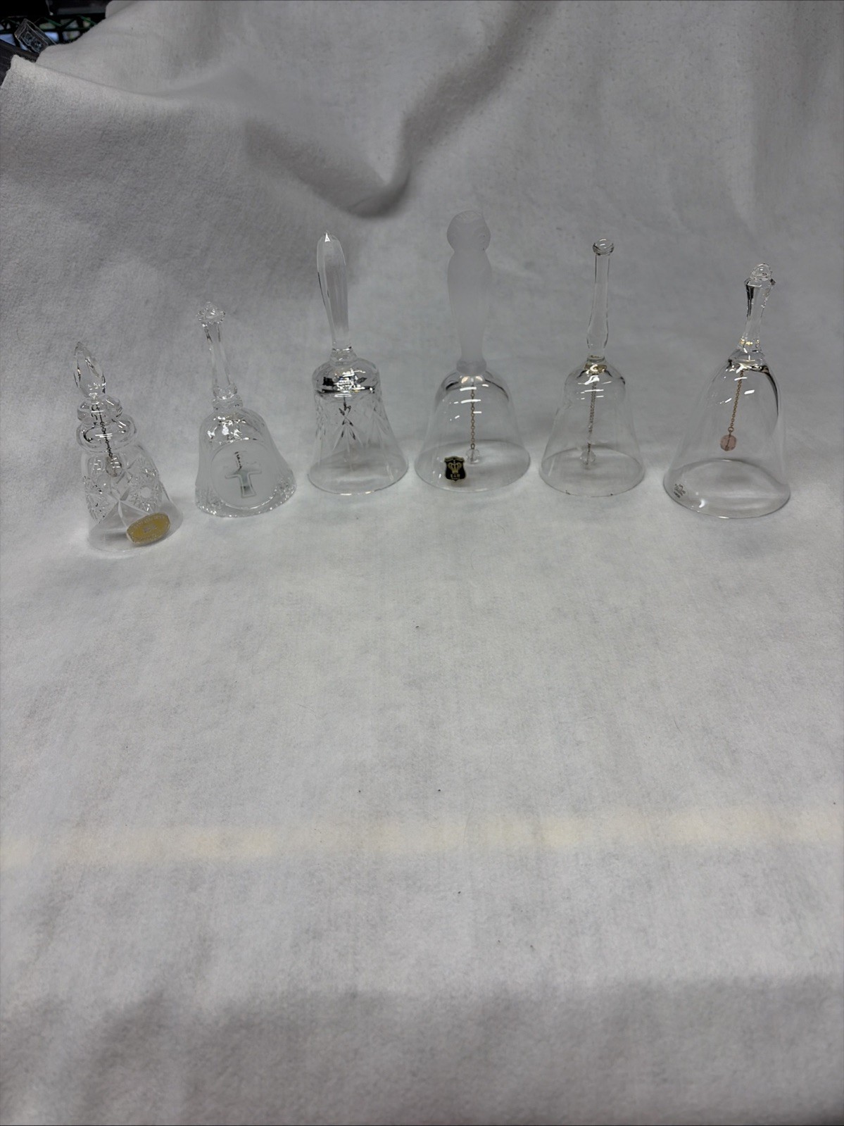 Set Of 6 Beautiful Crystal Bells, Excellent Condition